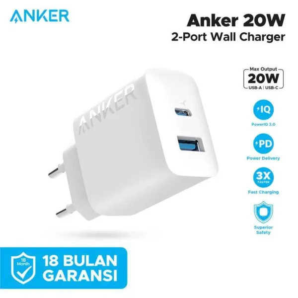 Anker PowerPort 20W Wall Charger - White - Image 2